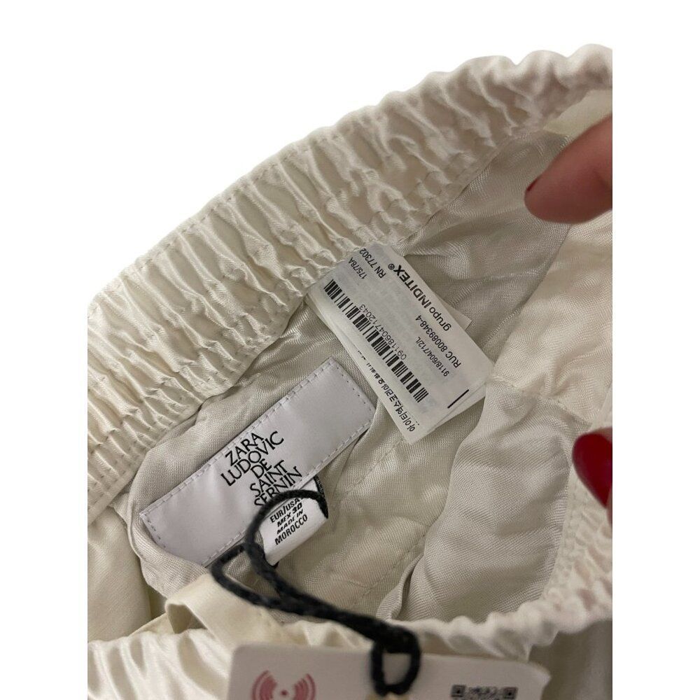 Zara Ludovic De Saint Sernin Womens Pants L White Satin Trousers 9118/604 NWT - Picture 7 of 14